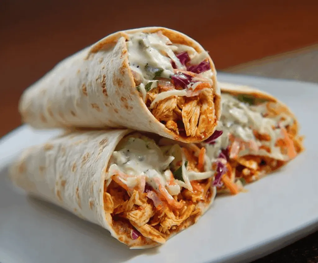 Delicious BBQ Chicken Coleslaw Wraps featuring grilled chicken, creamy coleslaw, and fresh wraps, perfect for a flavorful lunch or dinner.