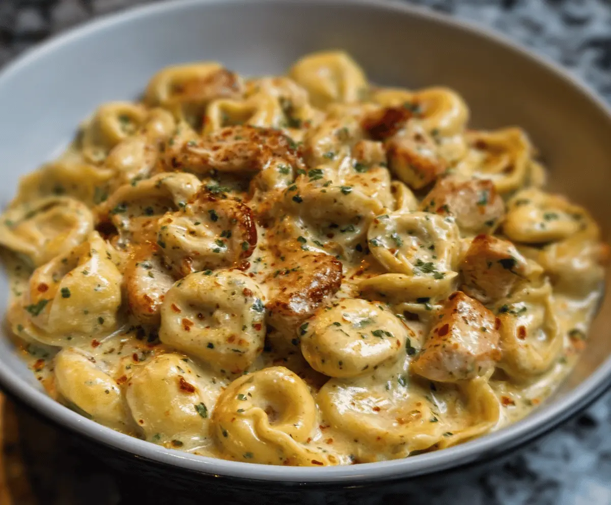 Creamy Cajun Garlic Chicken Tortellini with Three Cheeses