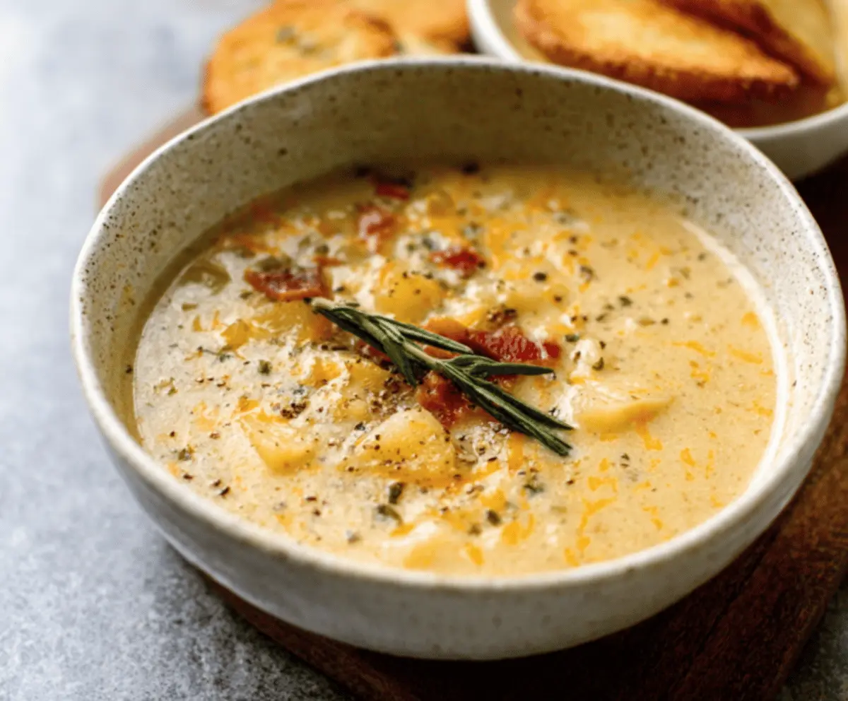 Creamy Cheddar Garlic Herb Potato Soup Recipe