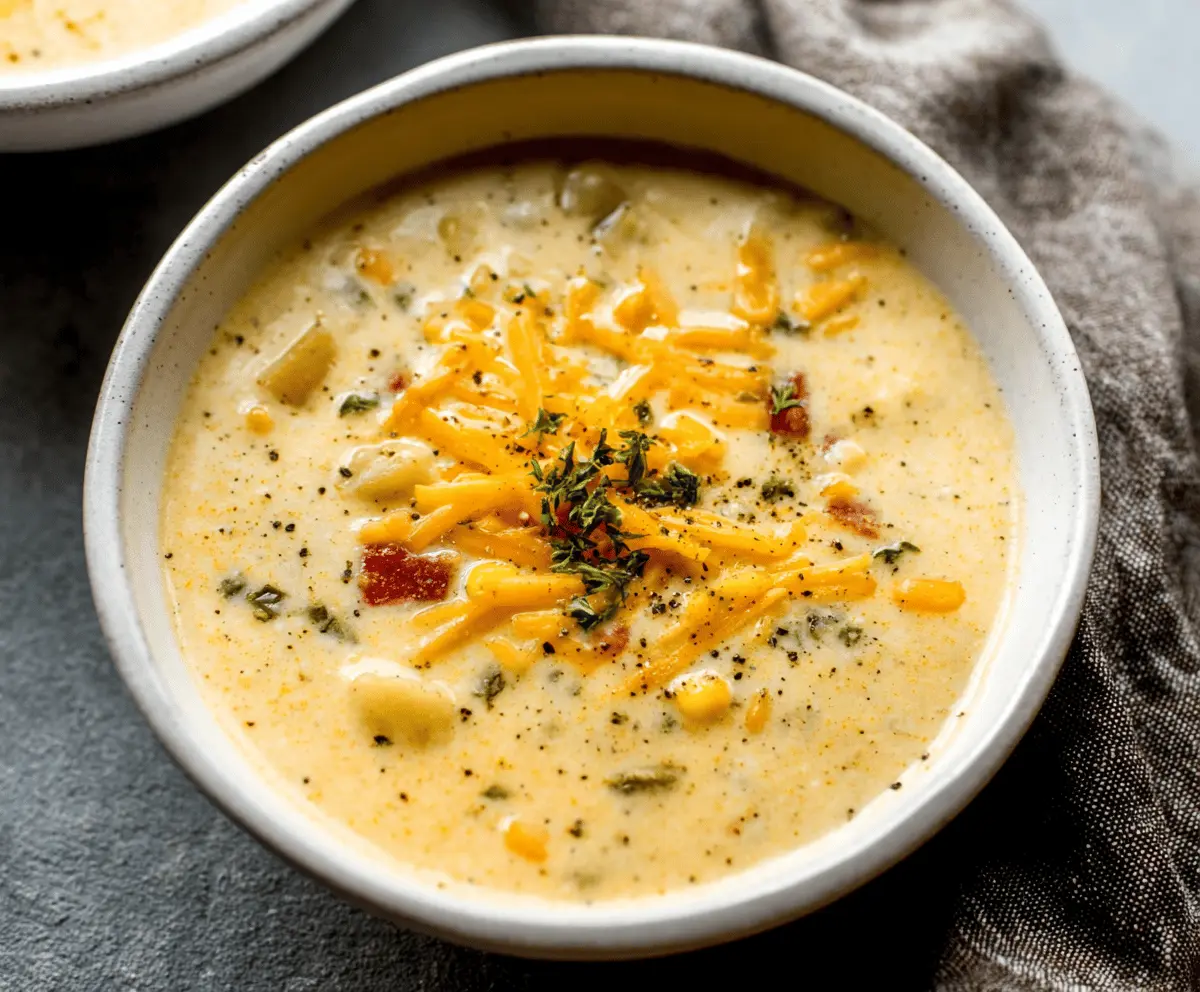 Creamy Cheddar Garlic Herb Potato Soup Recipe