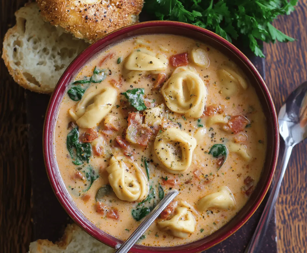 Creamy Tuscan Garlic Tortellini Soup