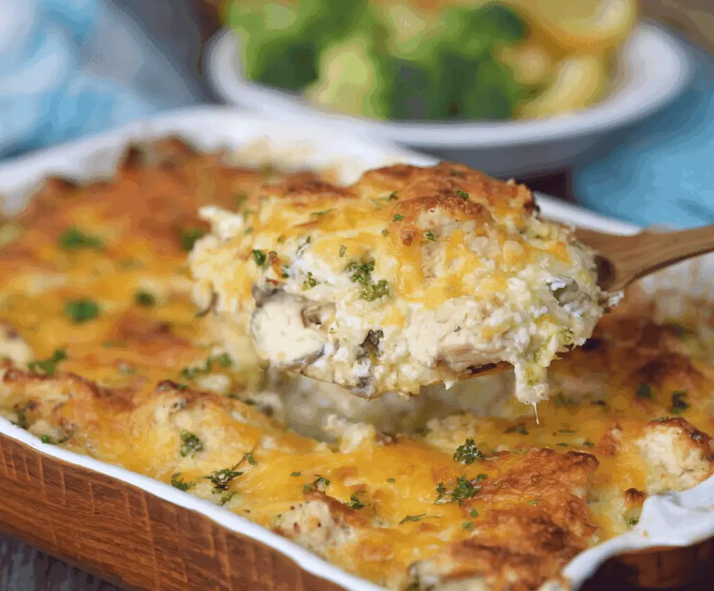 Delicious and easy low carb chicken casserole topped with melted cheese and fresh herbs, perfect for healthy dinner recipes