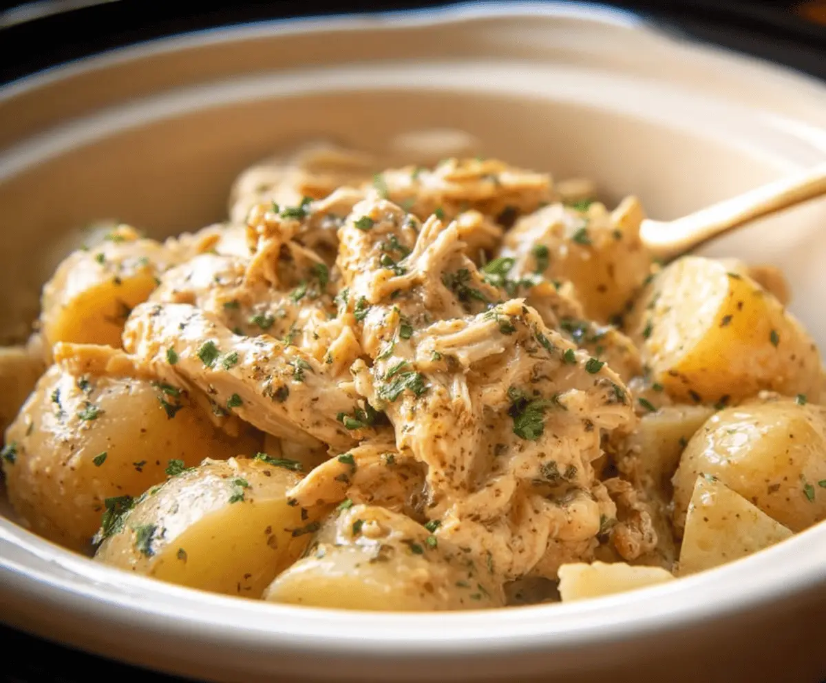 Garlic Parmesan Crockpot Chicken and Potatoes
