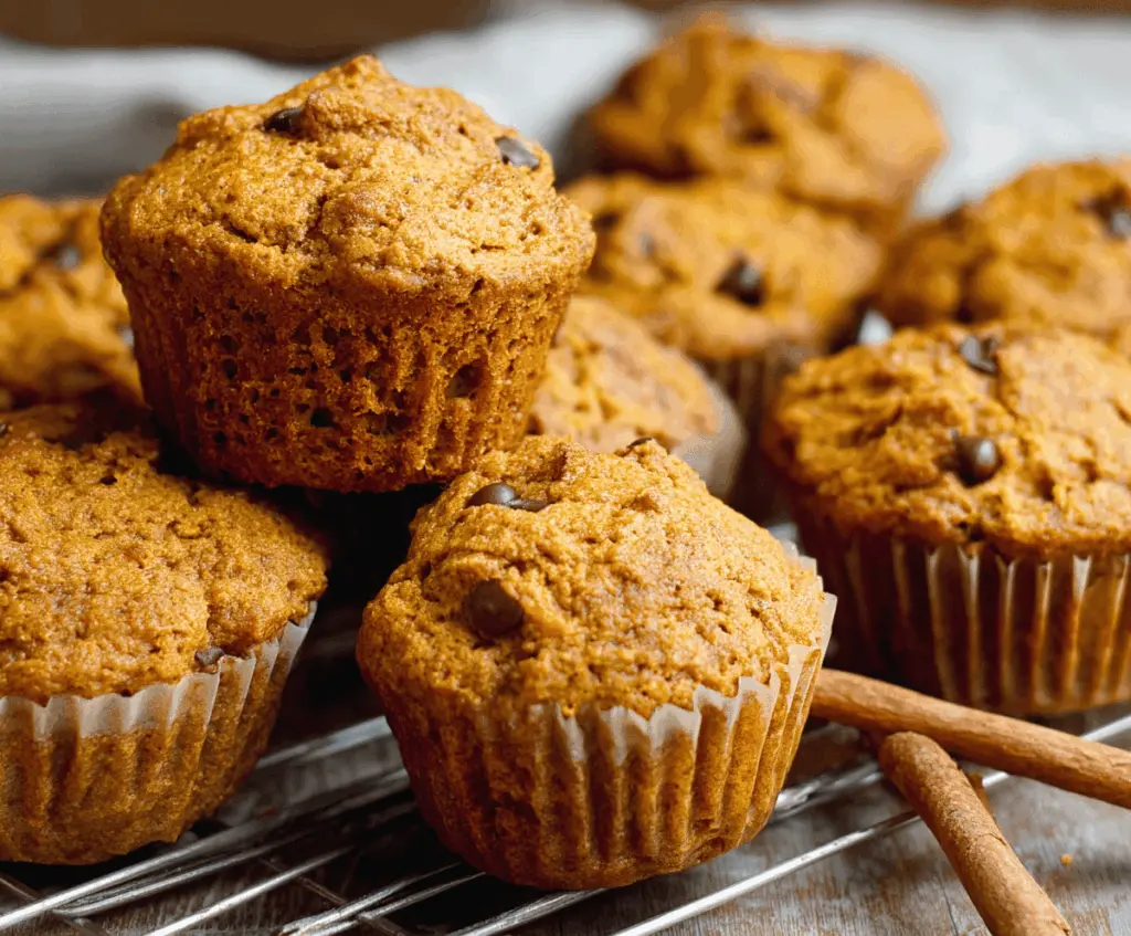 Delicious healthy flourless pumpkin muffins topped with walnuts and cinnamon, perfect for a nutritious breakfast or snack