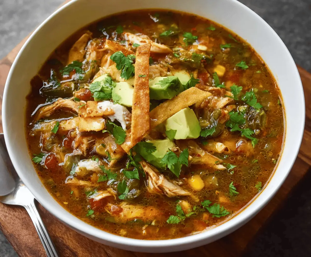 Easy Poblano Chicken Tortilla Soup Recipe