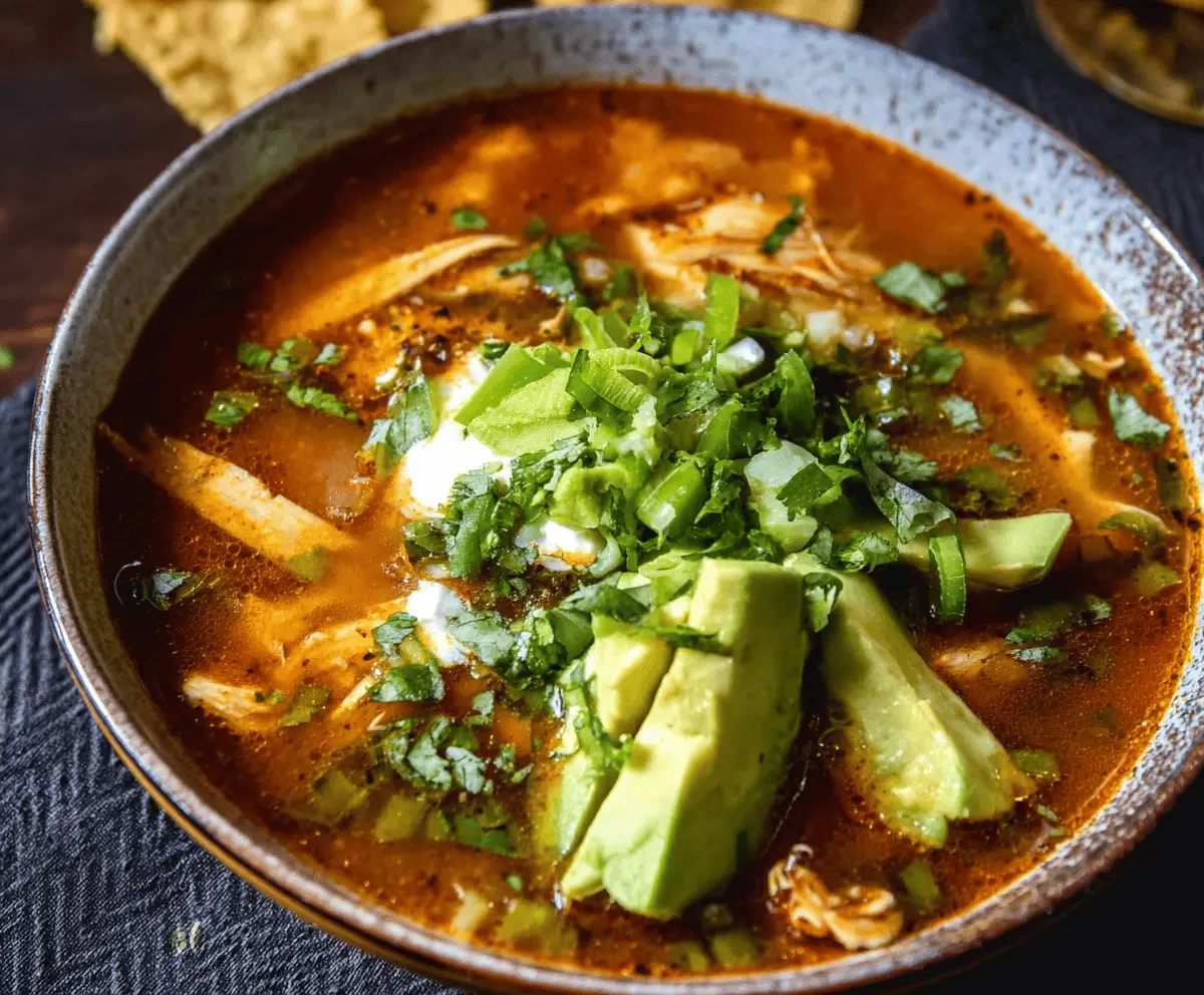 Easy Poblano Chicken Tortilla Soup Recipe