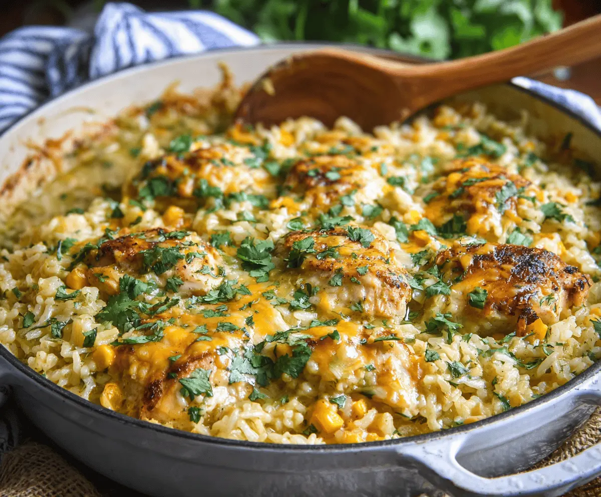 Salsa Verde Chicken and Rice Casserole