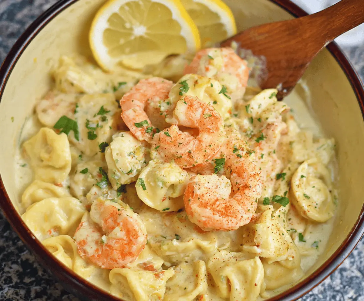 Shrimp Tortellini in Lemon Garlic Cream Sauce