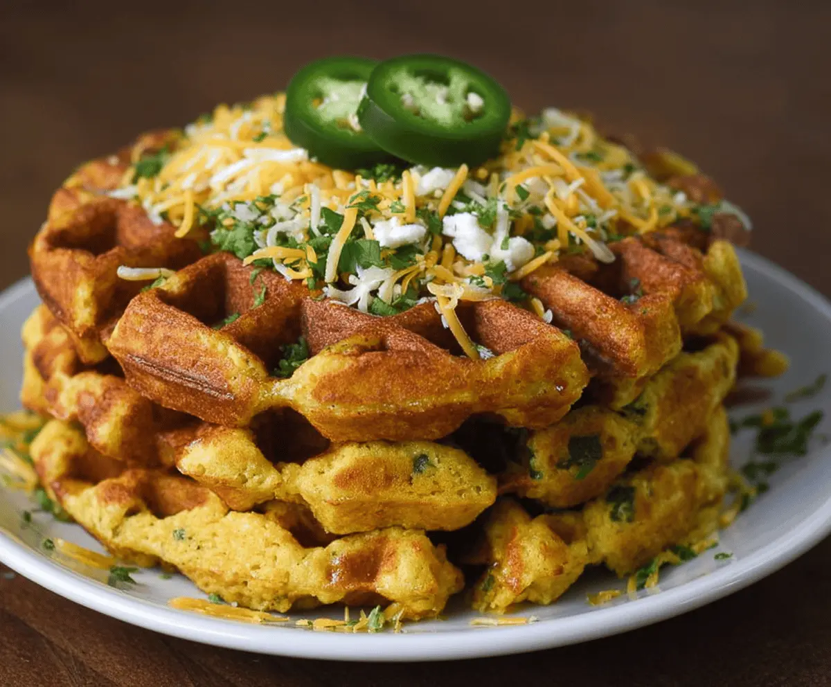 Spicy Cheddar Jalapeño Cornbread Waffles Recipe