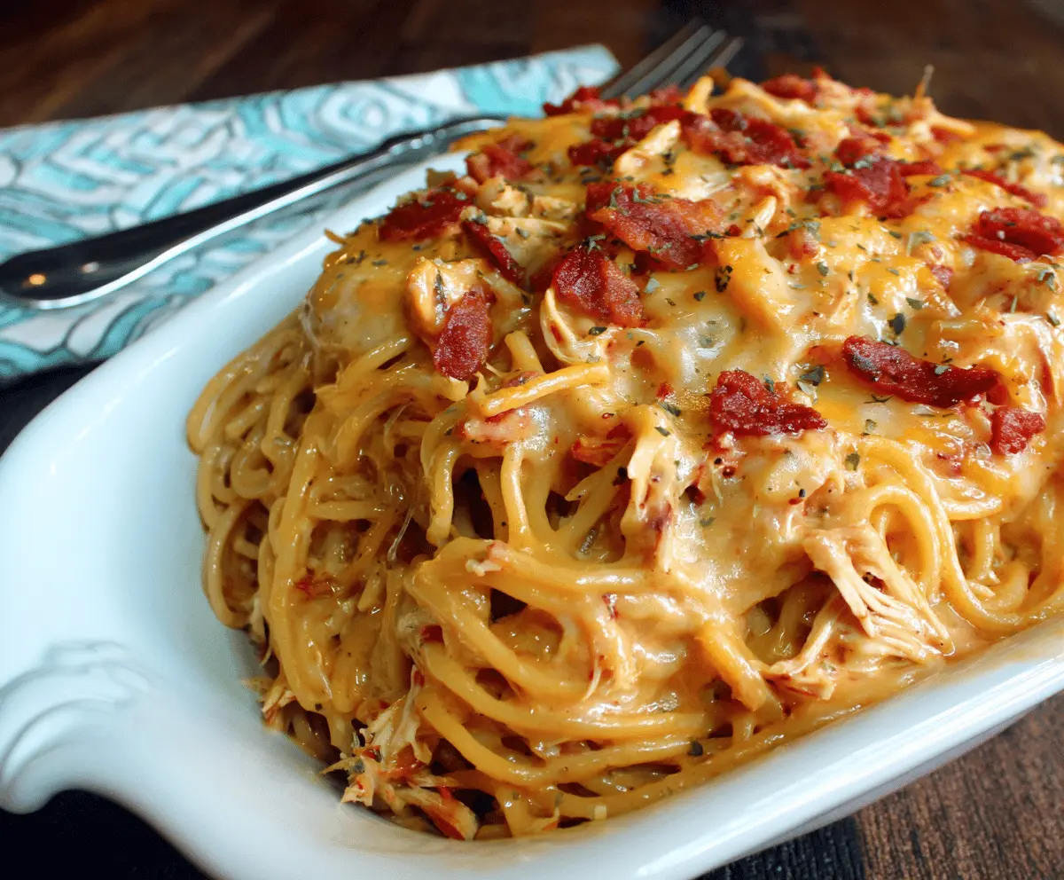 Spicy Southern Chicken Spaghetti Casserole