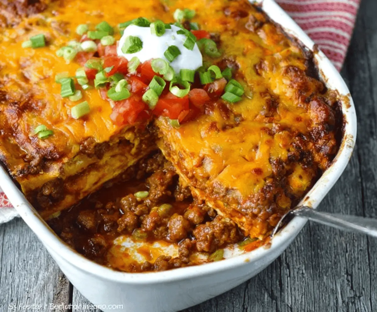 The BEST Beef Enchilada Casserole