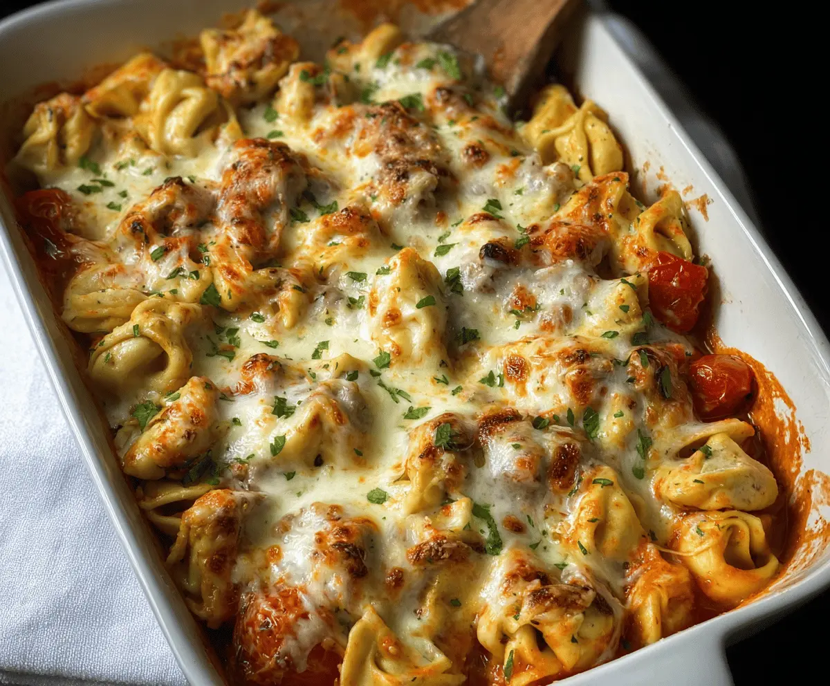 Easy Alfredo Tortellini Bake Recipe – Creamy, Cheesy & Delicious