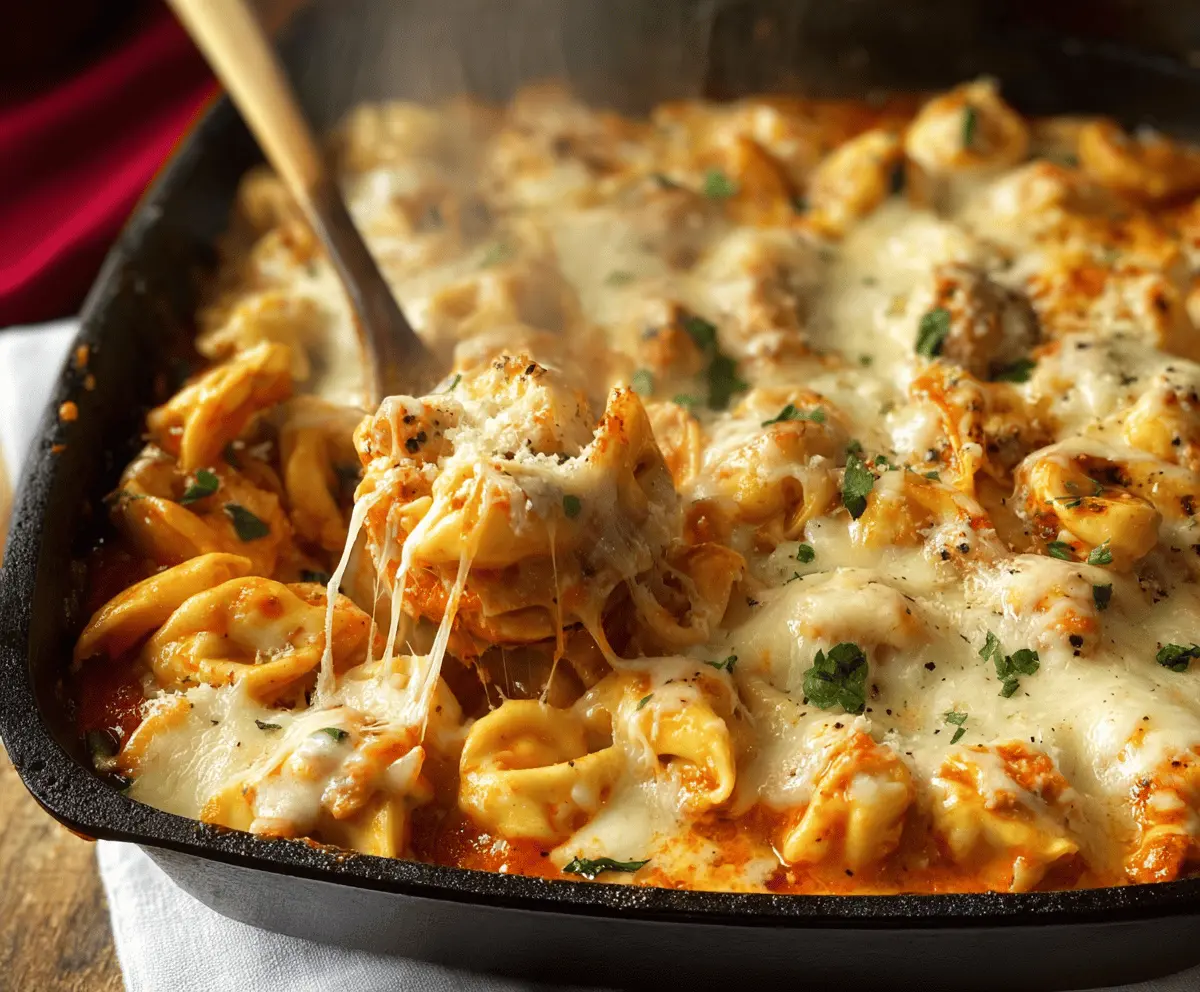 Easy Alfredo Tortellini Bake Recipe – Creamy, Cheesy & Delicious