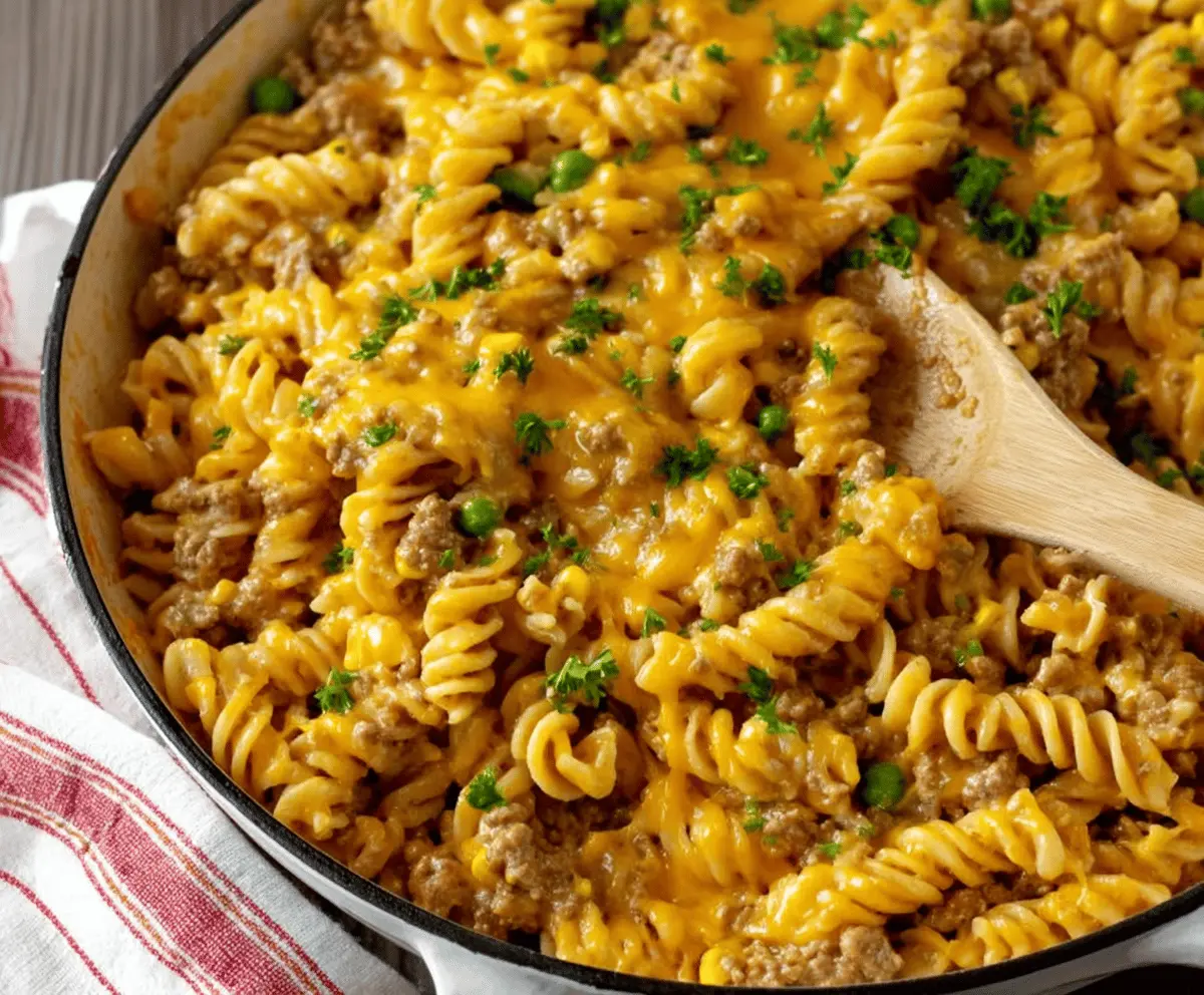 Creamy cheesy ground turkey pasta served in a bowl, highlighting a comforting and easy-to-make dinner recipe