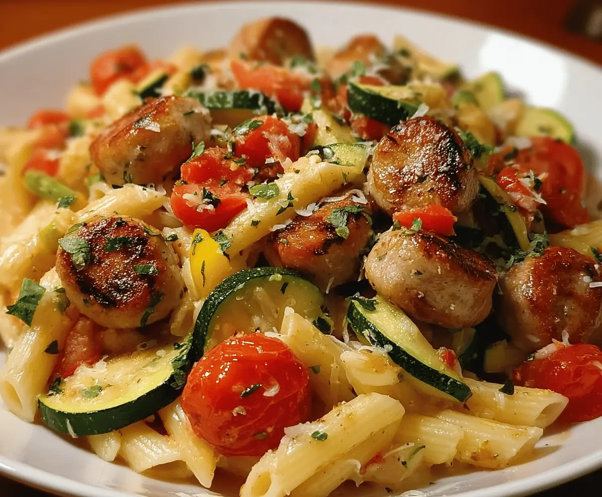 Easy Chicken Sausage Pasta with Zucchini & Tomatoes