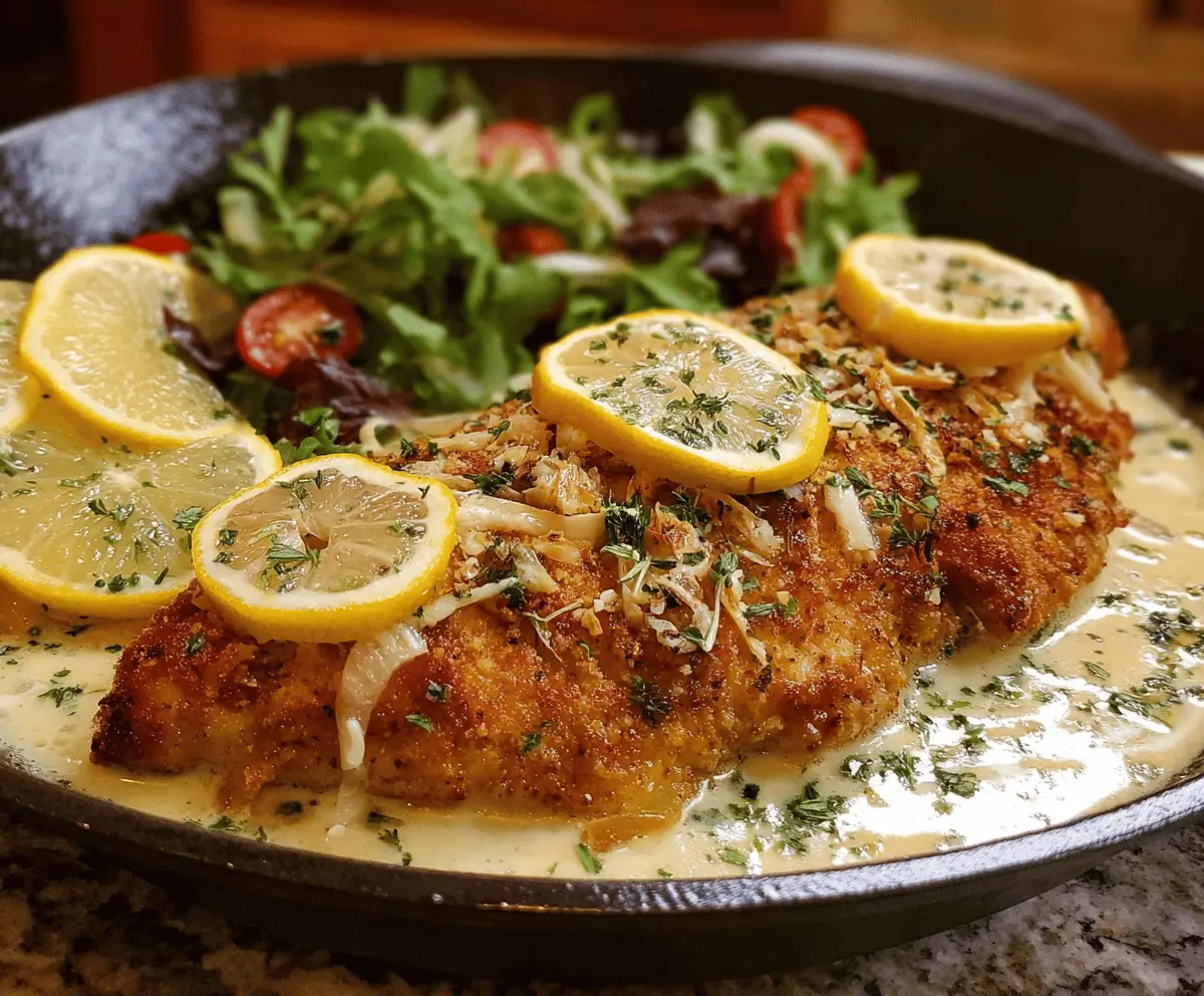 Delicious Lemon Chicken Romano served on a plate, garnished with fresh herbs, perfect for a comforting family dinner