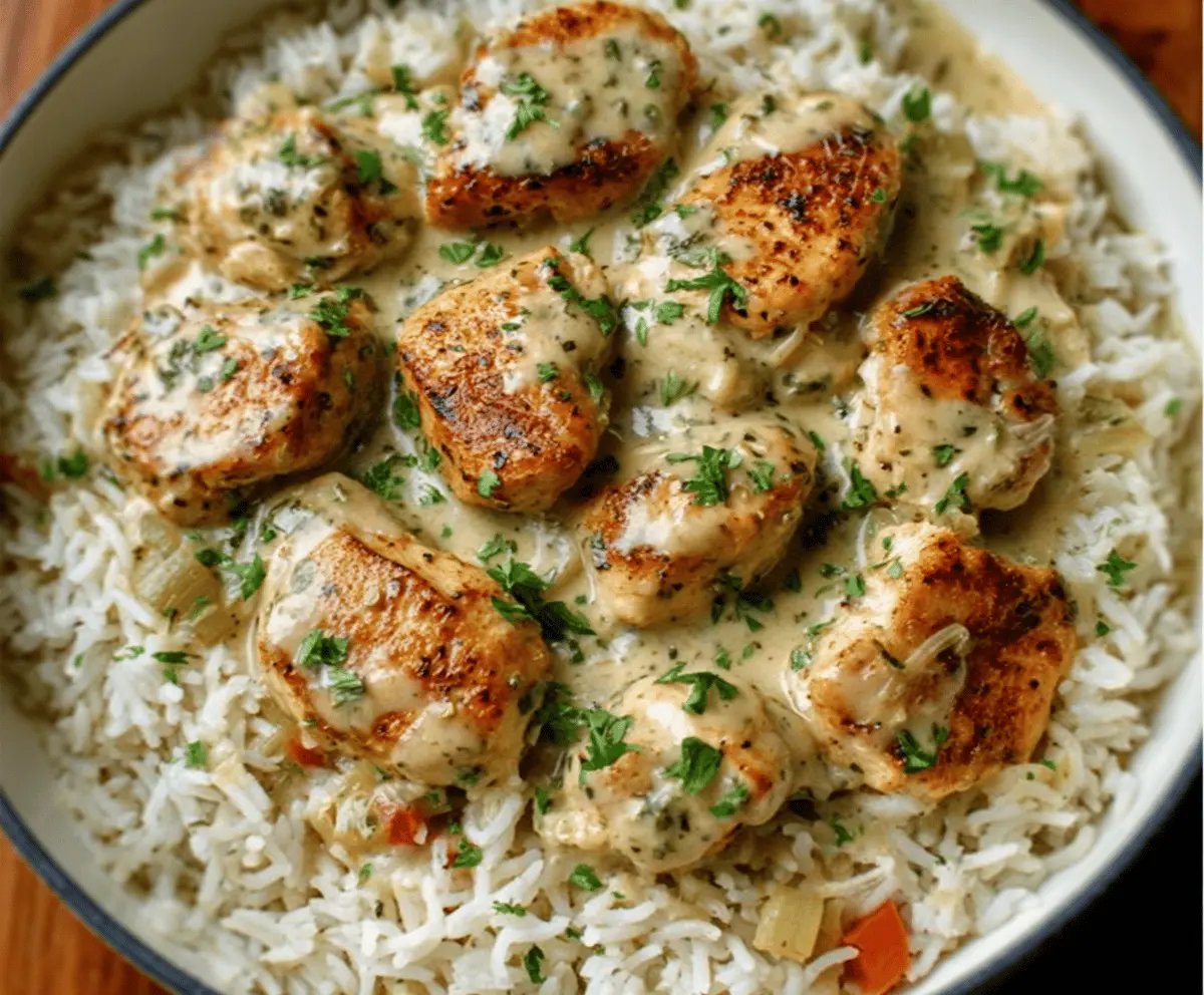 Creamy Herb Chicken with Basmati Rice – Easy One-Pan Comfort Dinner