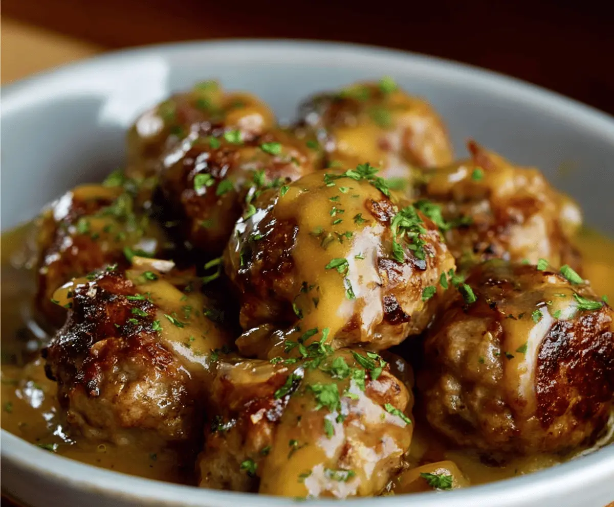 Easy Crockpot French Onion Meatballs Recipe