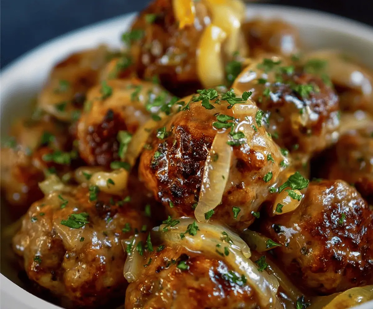 Easy Crockpot French Onion Meatballs Recipe