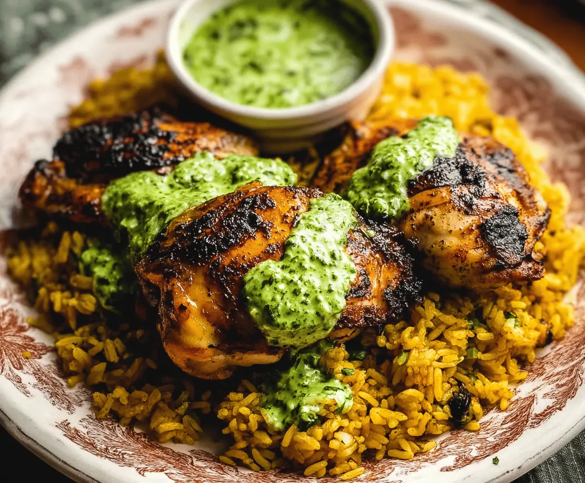 Easy Peruvian Chicken and Rice Recipe with Tangy Green Sauce