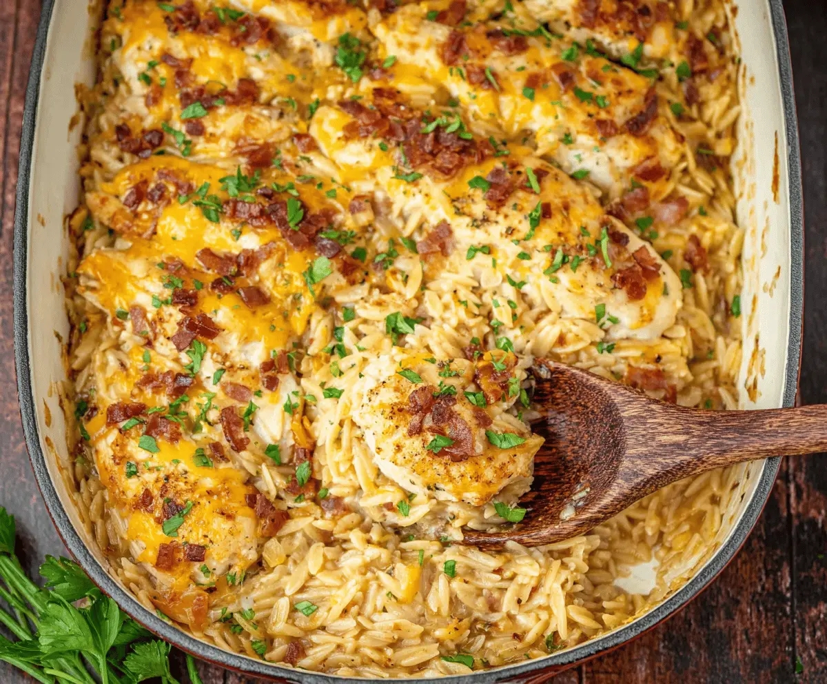 Easy French Onion Chicken Orzo Casserole Recipe