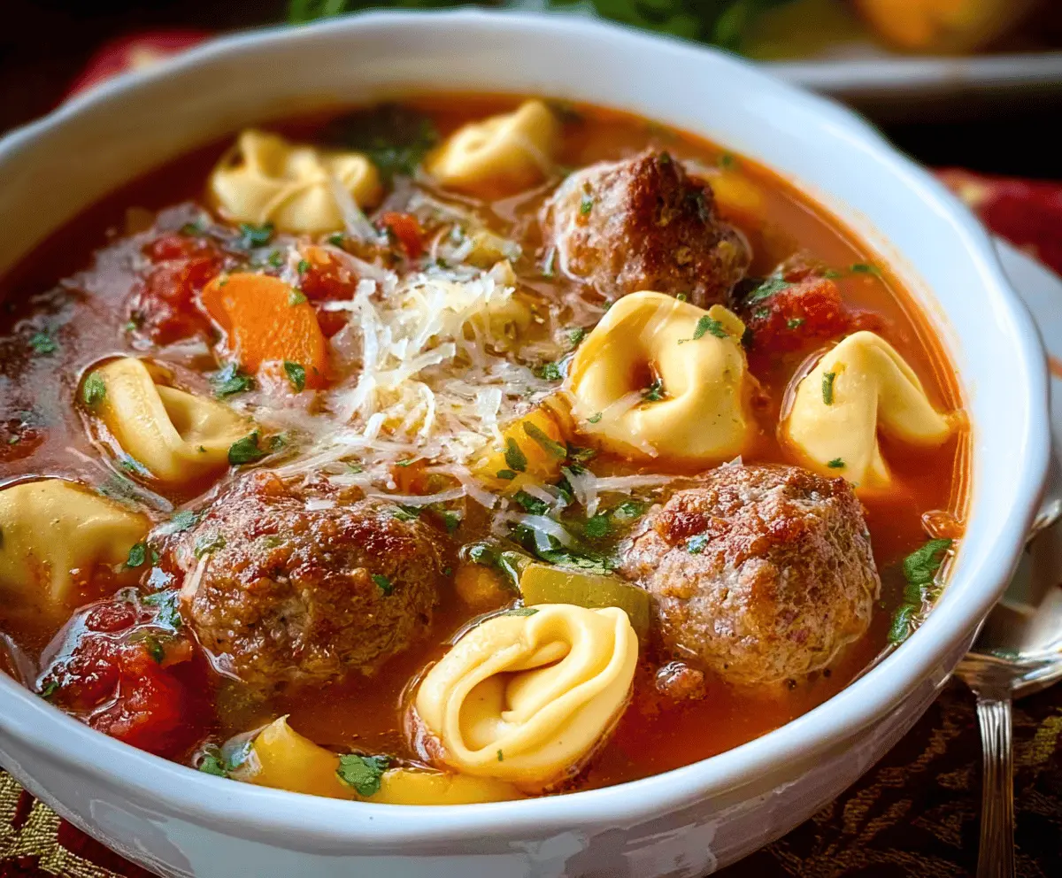 Delicious Meatball Soup with Cheese Tortellini Recipe