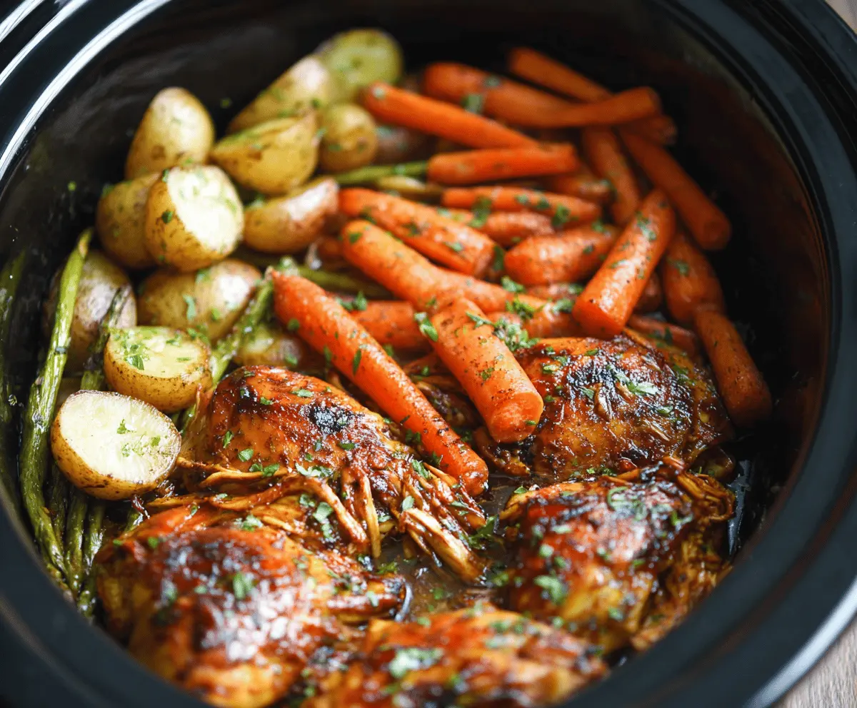 Easy Slow Cooker Honey Garlic Chicken with Veggies