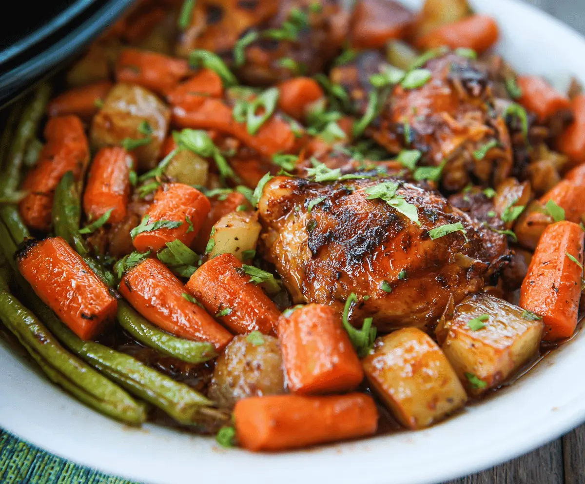 Easy Slow Cooker Honey Garlic Chicken with Veggies