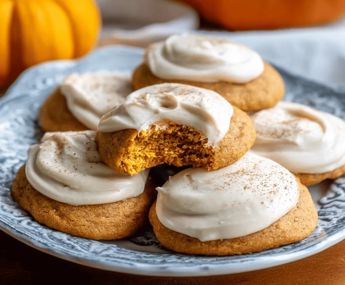 Soft Pumpkin Cookies with Cinnamon Frosting – Easy Fall Dessert Recipe