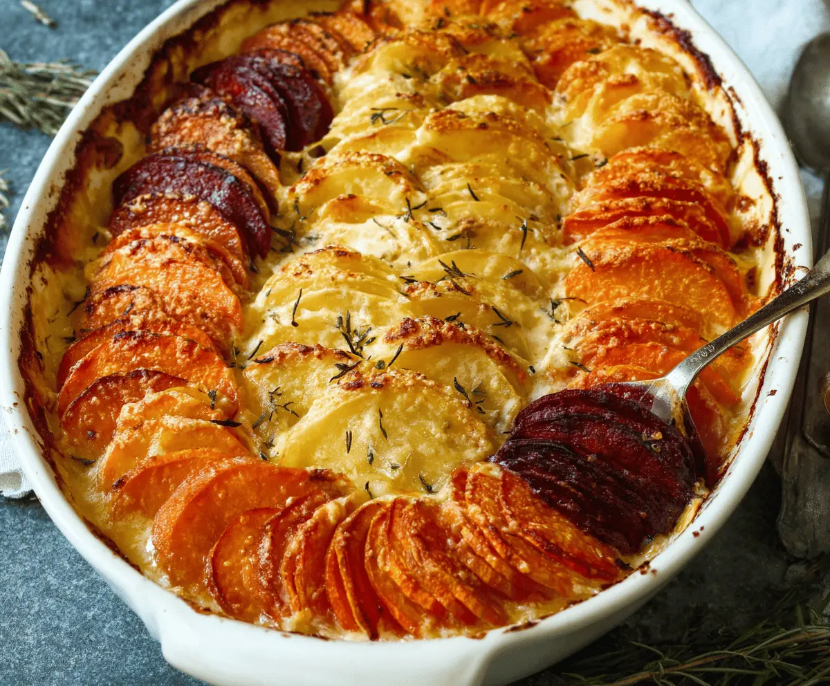 Easy Cheesy Root Vegetable Gratin