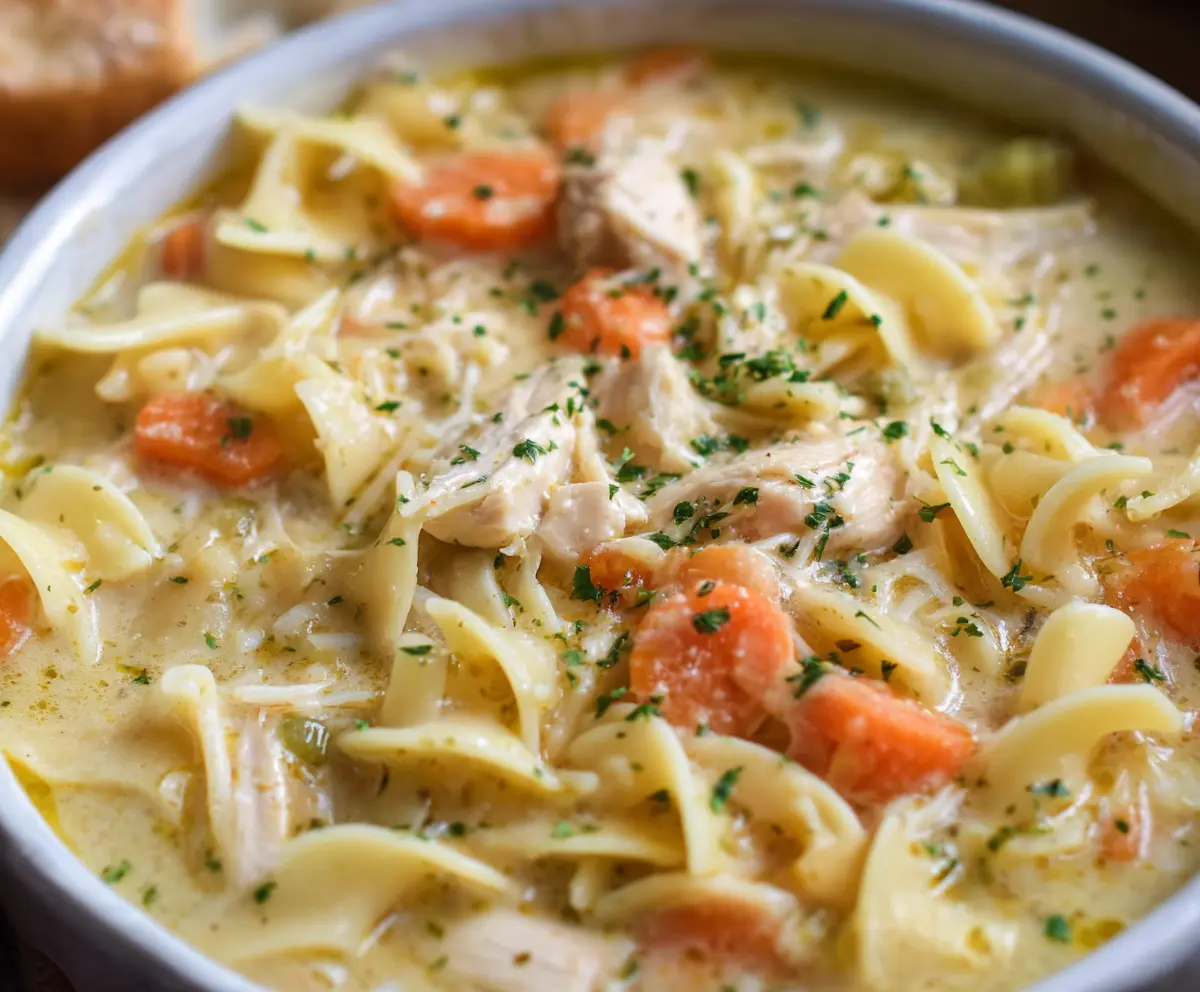Easy Creamy Chicken Pasta Soup
