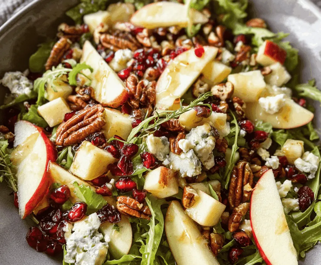 Fresh Crunchy Fall Apple Salad with Crispy Apples and Maple Vinaigrette in a Bowl