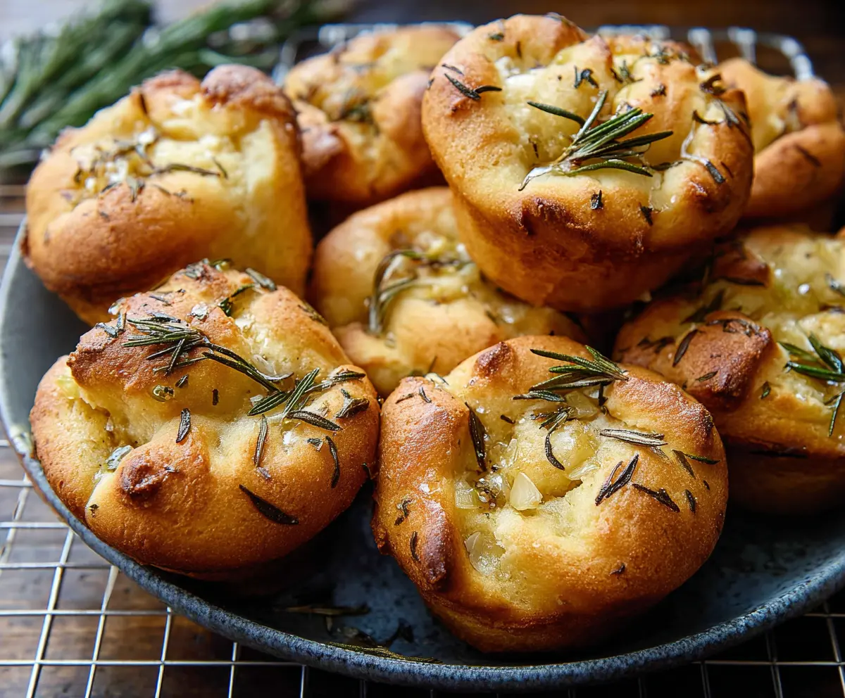 Easy Garlic Rosemary Focaccia Muffins Recipe