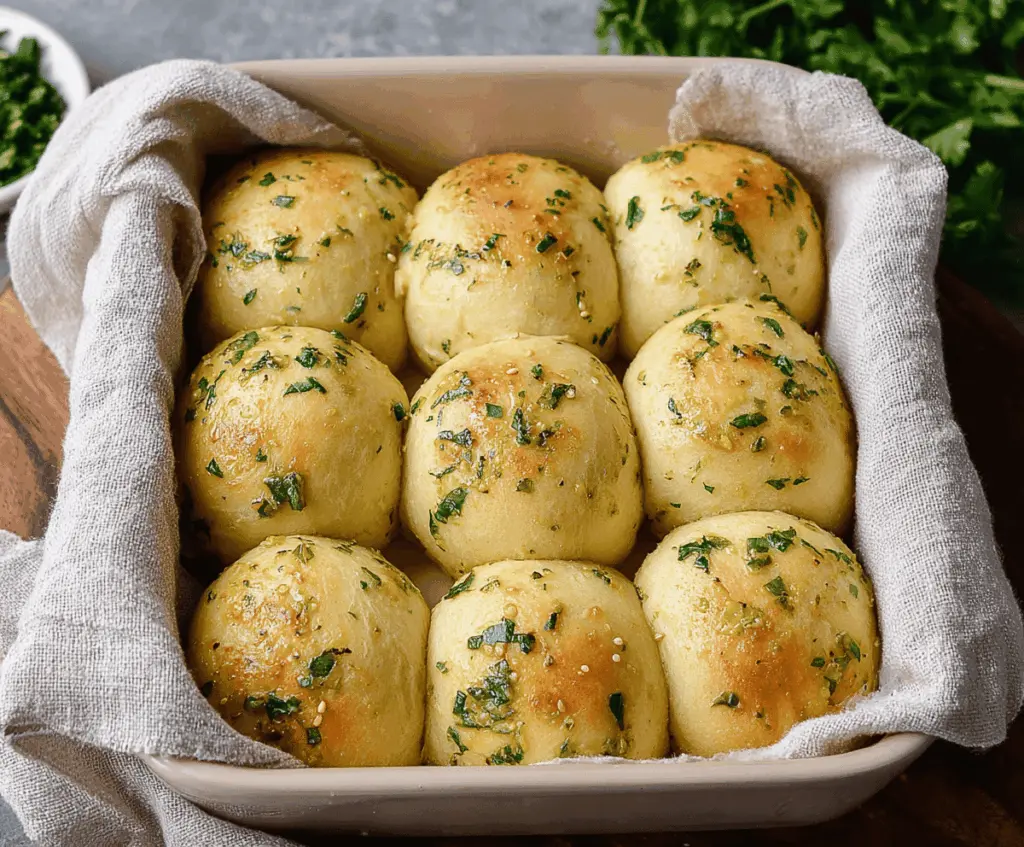 Delicious homemade garlic bread rolls with golden crust and aromatic garlic butter