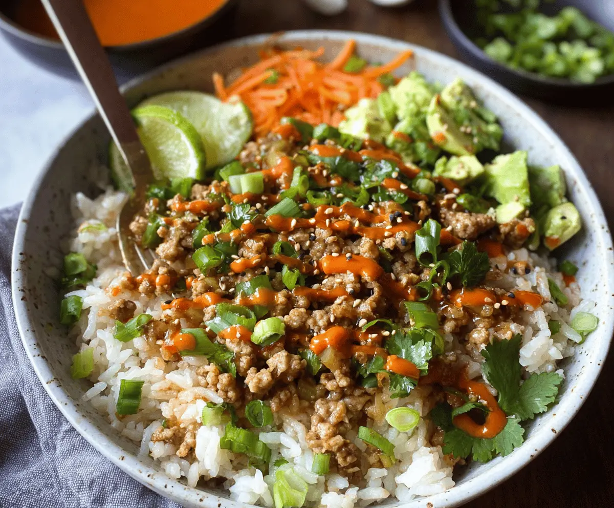 Easy Ground Turkey Rice Bowls with Bang Bang Sauce