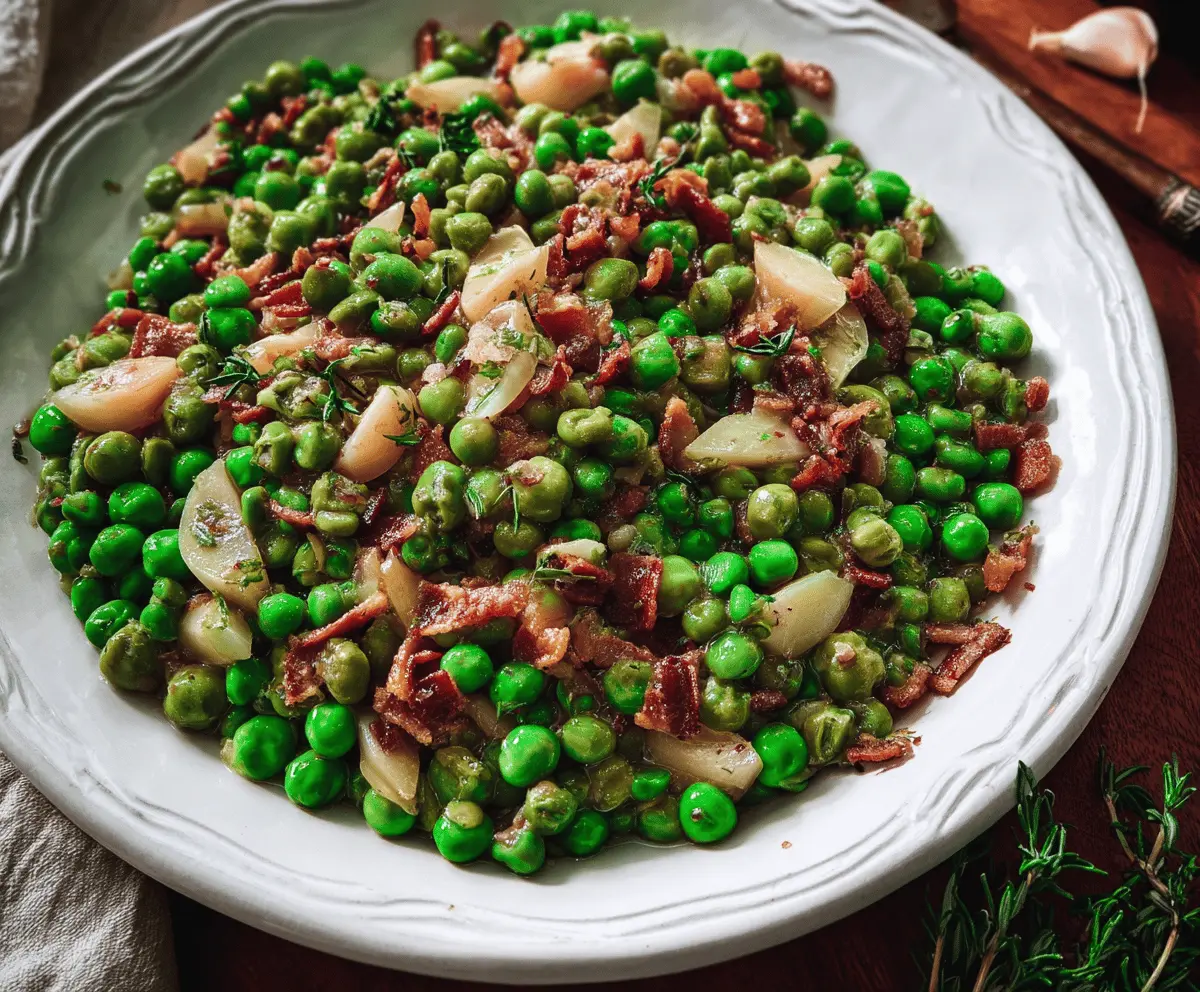 Easy Thanksgiving Peas with Pear & Pancetta