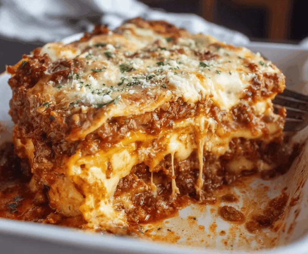 Delicious and easy homemade lasagna recipe featuring layers of cheese, pasta, and rich sauce.
