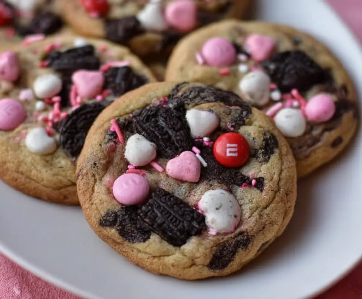 Easy Valentine's Oreo M&M Cookies