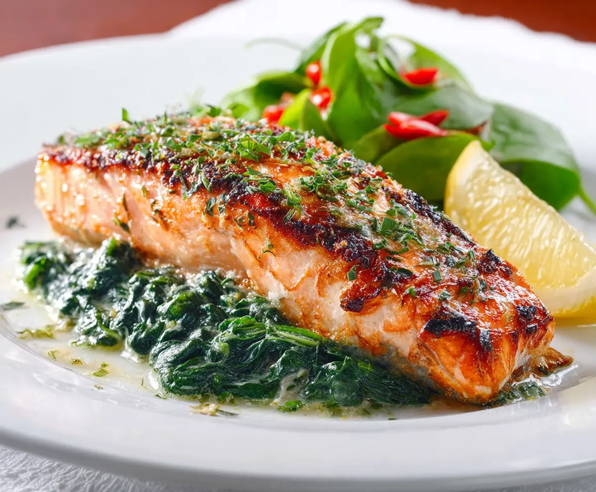 Easy Baked Salmon with Spinach