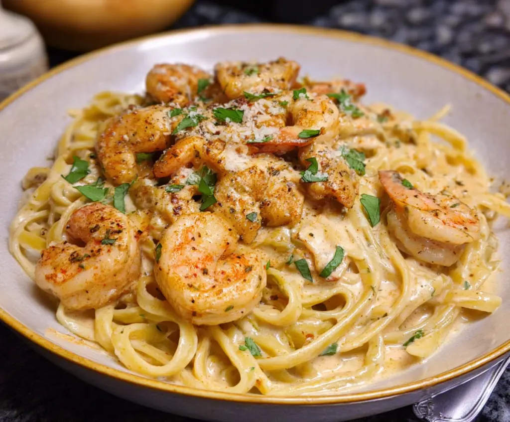 Cajun Chicken and Shrimp Alfredo