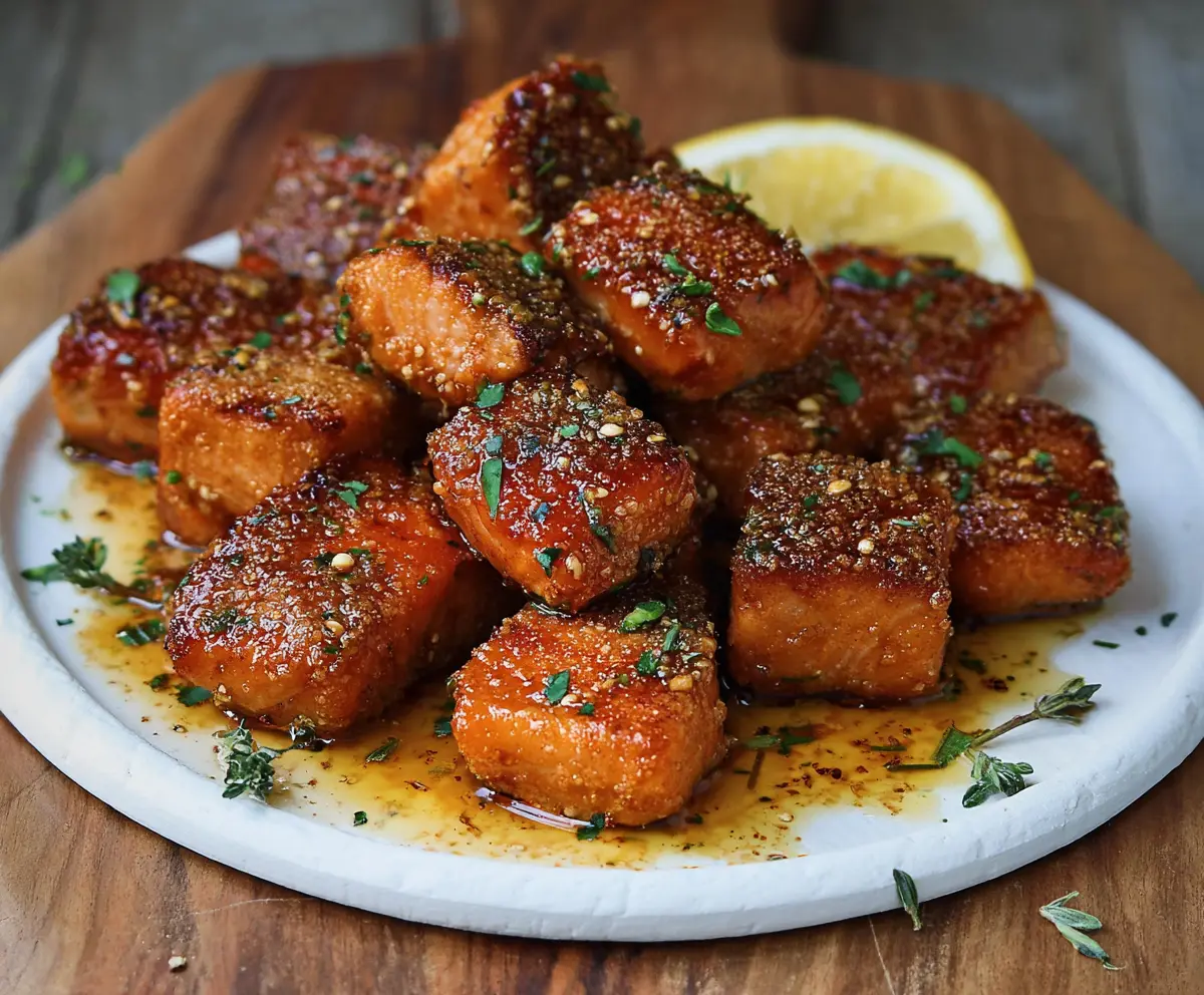 Crispy Honey Garlic Salmon Bites