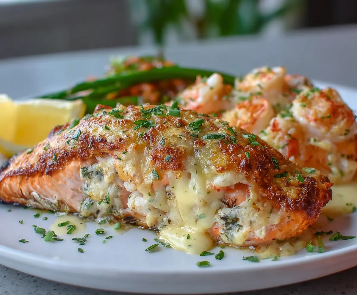Easy Crab & Shrimp Stuffed Salmon