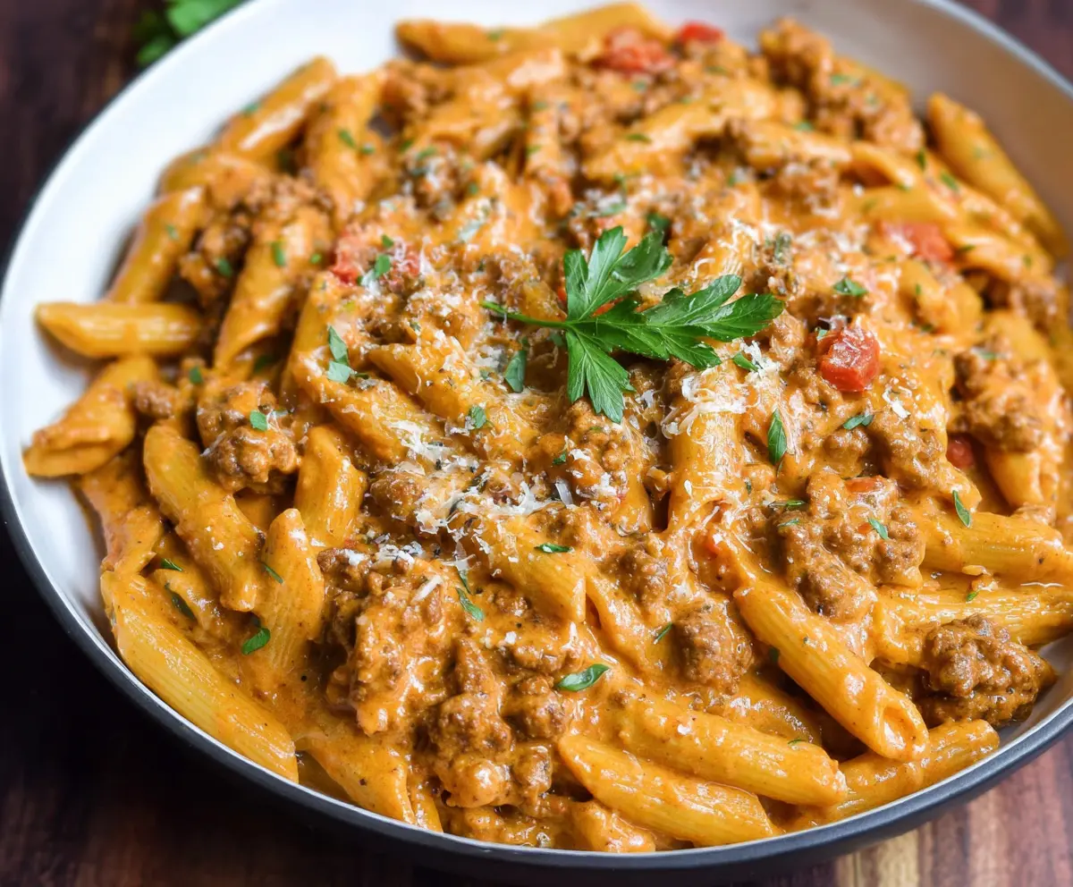 High Protein Creamy Beef Pasta