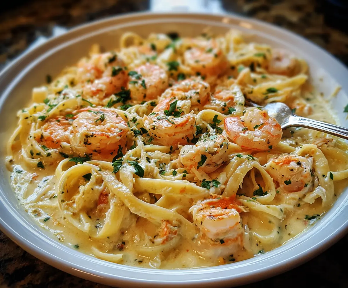 Easy One Pot Shrimp Crab Alfredo