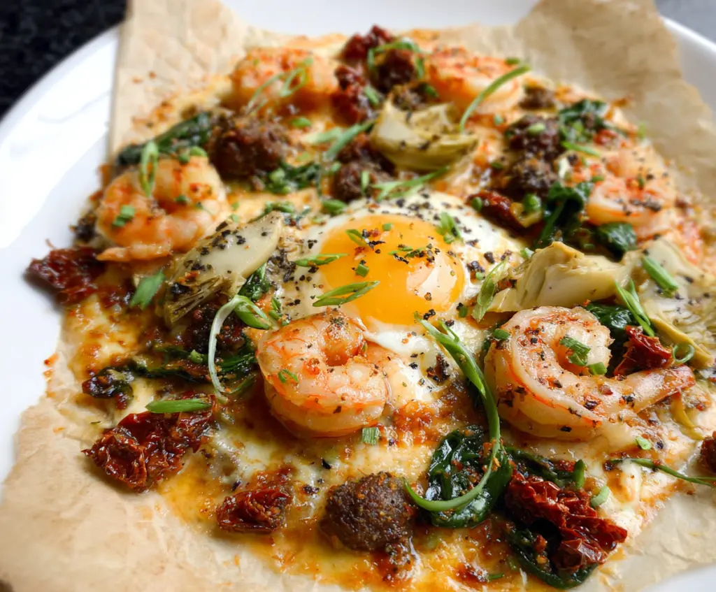 Tuscan Shrimp with Spinach, Artichokes, Sun-Dried Tomatoes
