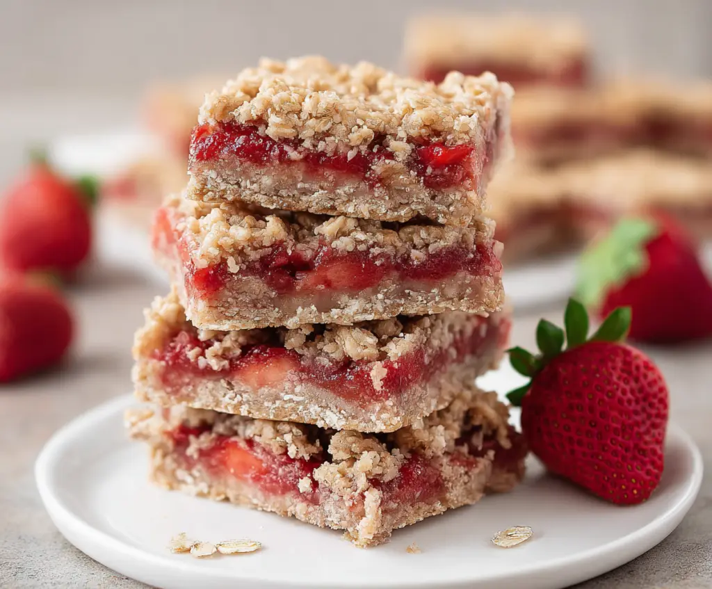 Healthy Strawberry Oatmeal Bars (Vegan + Gluten Free)